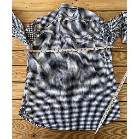 Banana Republic Oxford Checked Untucked Button Up Shirt Size Medium Men’s Navy - Picture 6 of 7